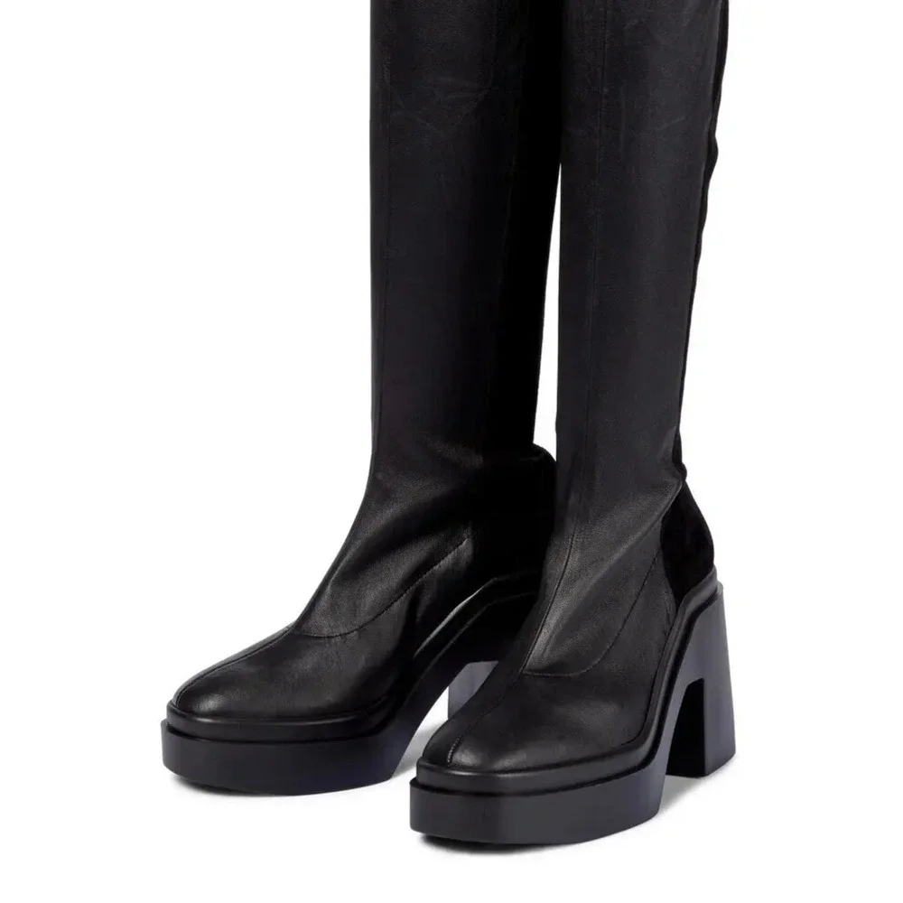 Clergerie Naelle Over-The-Knee Boots Black Lambskin & Suede Sz 39.5 US 9 $1100
